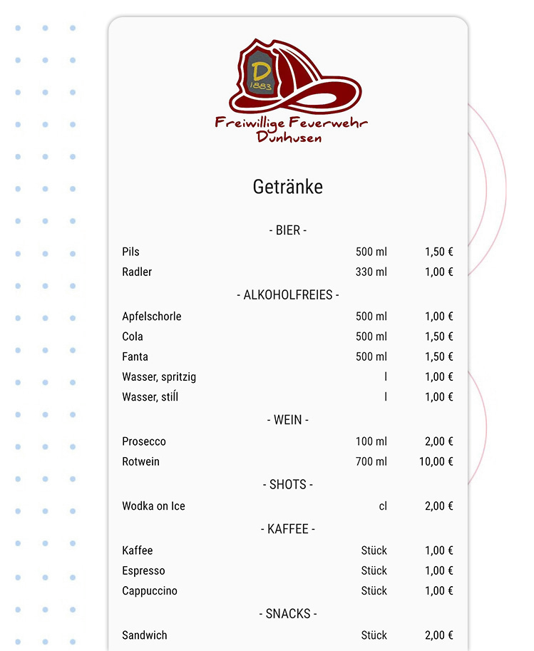 Digitale Getränkekarte in der Getränkewart App